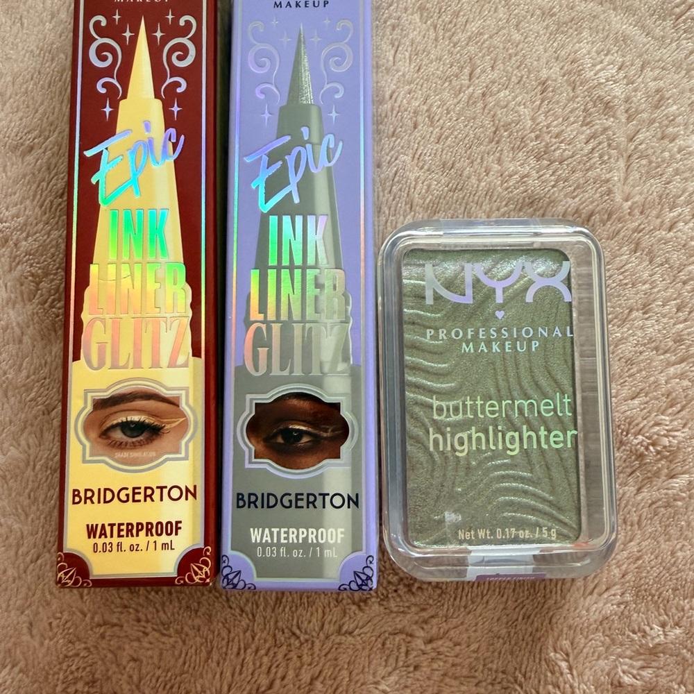 NYX Ink Liner Glitz In Silver & Gold Vegan Eyeliner Duo and highlighter